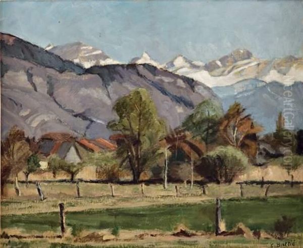 Paysage Alpestre, Plaine Du Rhone Oil Painting by Claire Battie