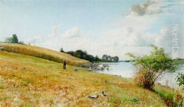 Sommarlandskap, Breviksudden Oil Painting by Gottfrid Kallstenius