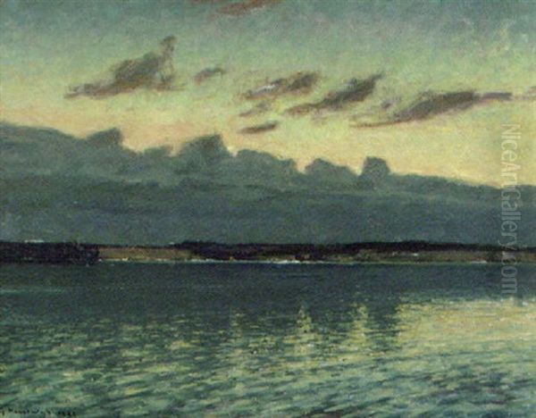 Bla Stamning Over Havsvik Oil Painting by Gottfrid Kallstenius