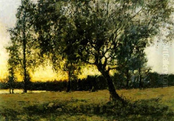 Solnedgang Oil Painting by Gottfrid Kallstenius