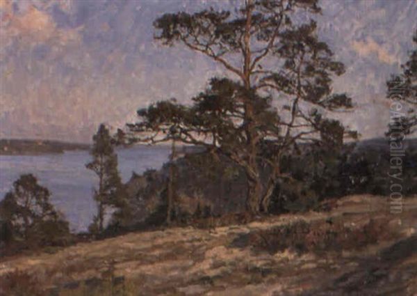 Skargardslandskap Oil Painting by Gottfrid Kallstenius