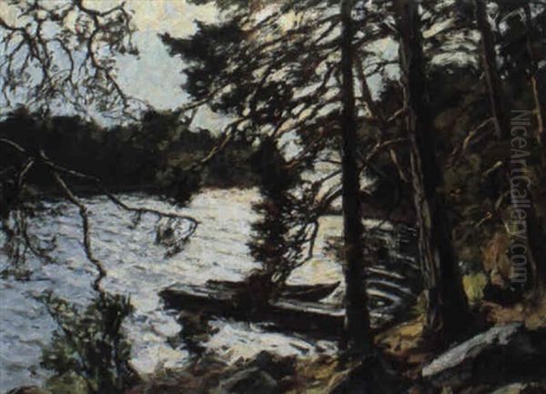 Strandlandskap Med Tallar - Soligdag Oil Painting by Gottfrid Kallstenius