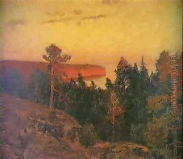 Kvallssol Over Kallvik Oil Painting by Gottfrid Kallstenius