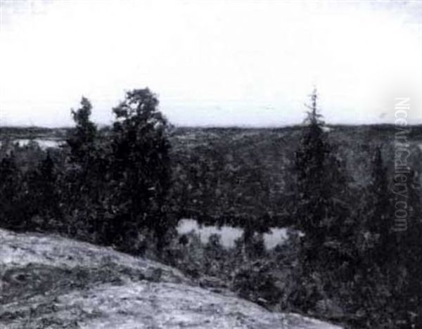 Glodande Aftonhimmel Oil Painting by Gottfrid Kallstenius