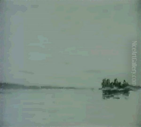 Kvallssol Over Fjard - Motiv Fran Vastervik Oil Painting by Gottfrid Kallstenius