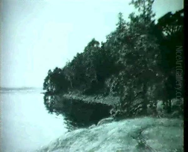 Kustlandskap I Solnedgang Oil Painting by Gottfrid Kallstenius