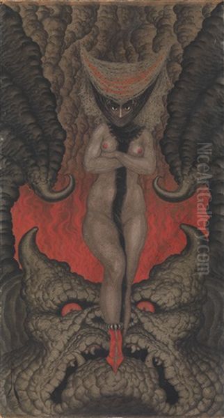 La Femme De Satan Oil Painting by Nicolai Konstantinovich Kalmakov
