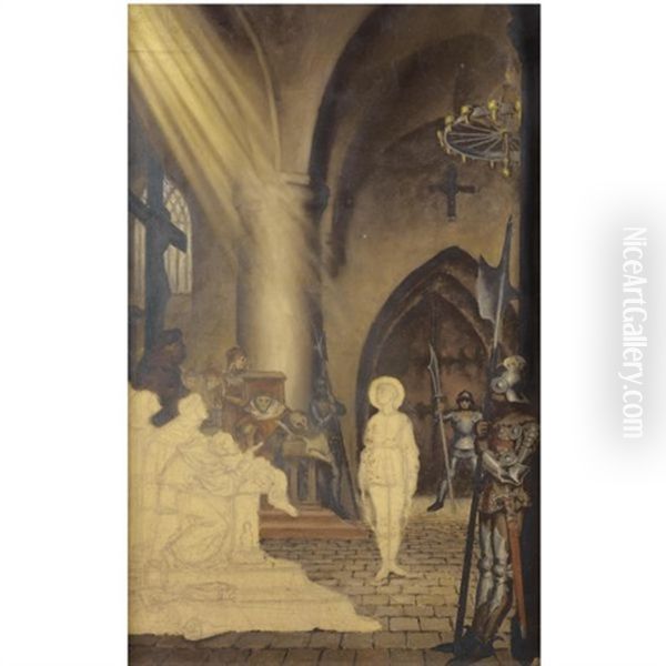 Joan Before The Judges Oil Painting by Nicolai Konstantinovich Kalmakov