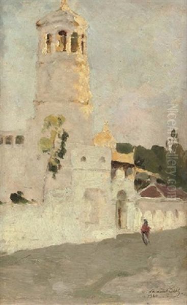Streetcorner In Surabaya Oil Painting by Nicolai Konstantinovich Kalmakov