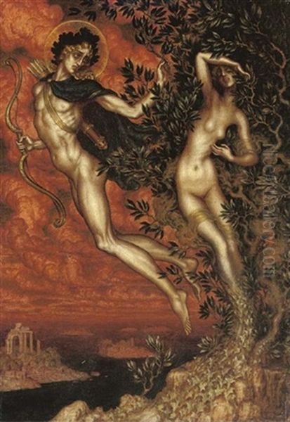 Apollo And Daphne Oil Painting by Nicolai Konstantinovich Kalmakov
