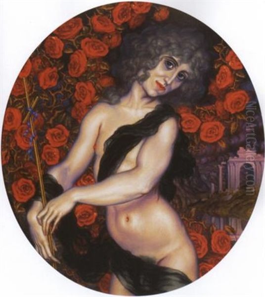 Keresztelo Szent Janos (onarckep), 1921 - Forerunner Of Our Lord, Saint John - Self Portrait Oil Painting by Nicolai Konstantinovich Kalmakov