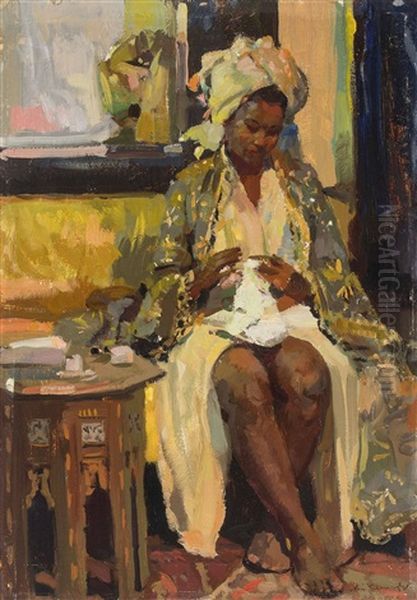 Sitzende Frau Oil Painting by Naci Kalmukoglu