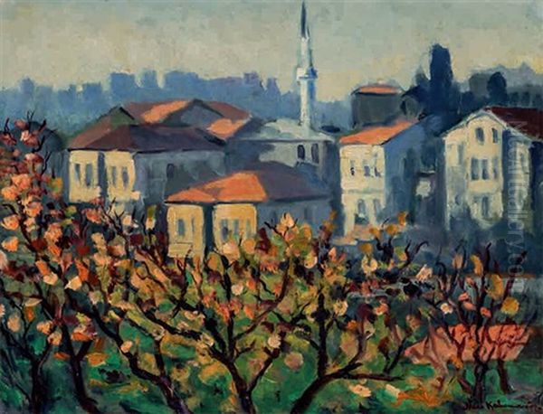 Kasimpasa'da Evler Oil Painting by Naci Kalmukoglu