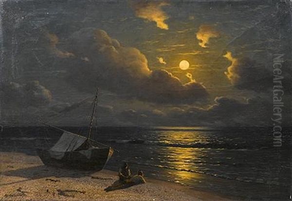 The Rising Of The Moon In In Otyza, Crimea Oil Painting by G.O. Kalmykov