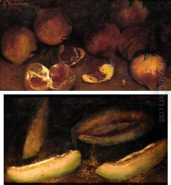 Still Life (+ Another Similar; Pair) Oil Painting by Alexandre Kaloudis