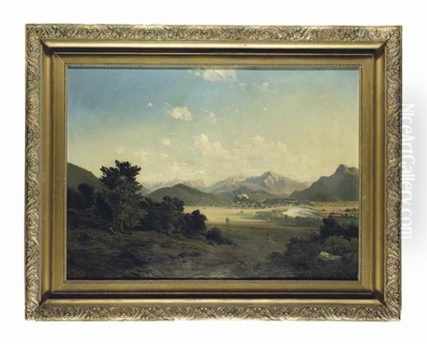 A European Landscape Oil Painting by Muhammad Kamal-Al-Mulk