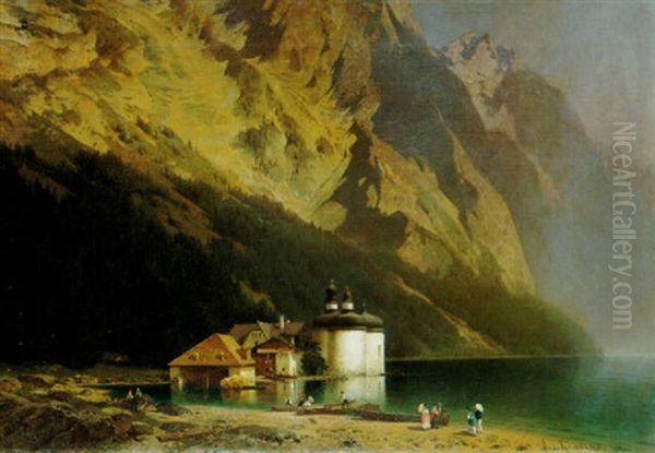 Der Konigssee Mit St. Bartholoma Oil Painting by Otto Werner-Henning von Kamecke