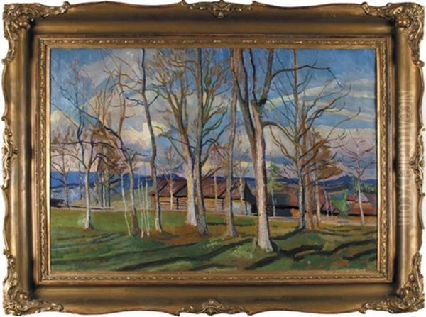 Drzewa Na Bystrem (zakopane) Oil Painting by Stanislaw Kamocki