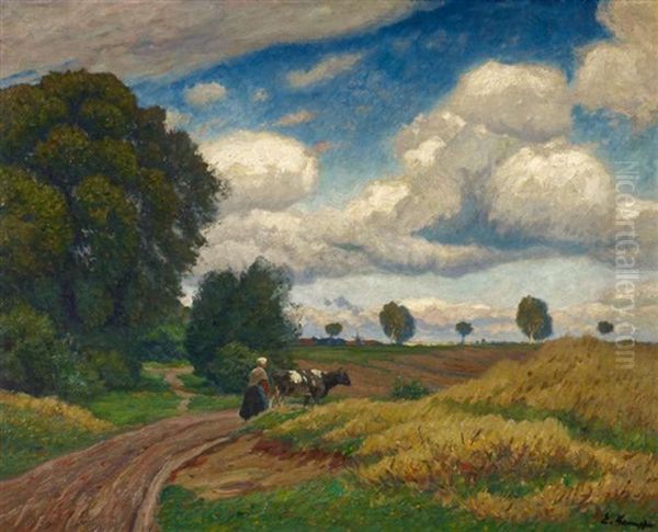 Heimweg Durch Die Felder Oil Painting by Eugen Kampf