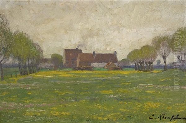 Fruhlingswiese Am Hof Oil Painting by Eugen Kampf