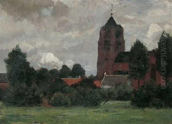 Blick Auf Eine Dorfkirche Oil Painting by Eugen Kampf