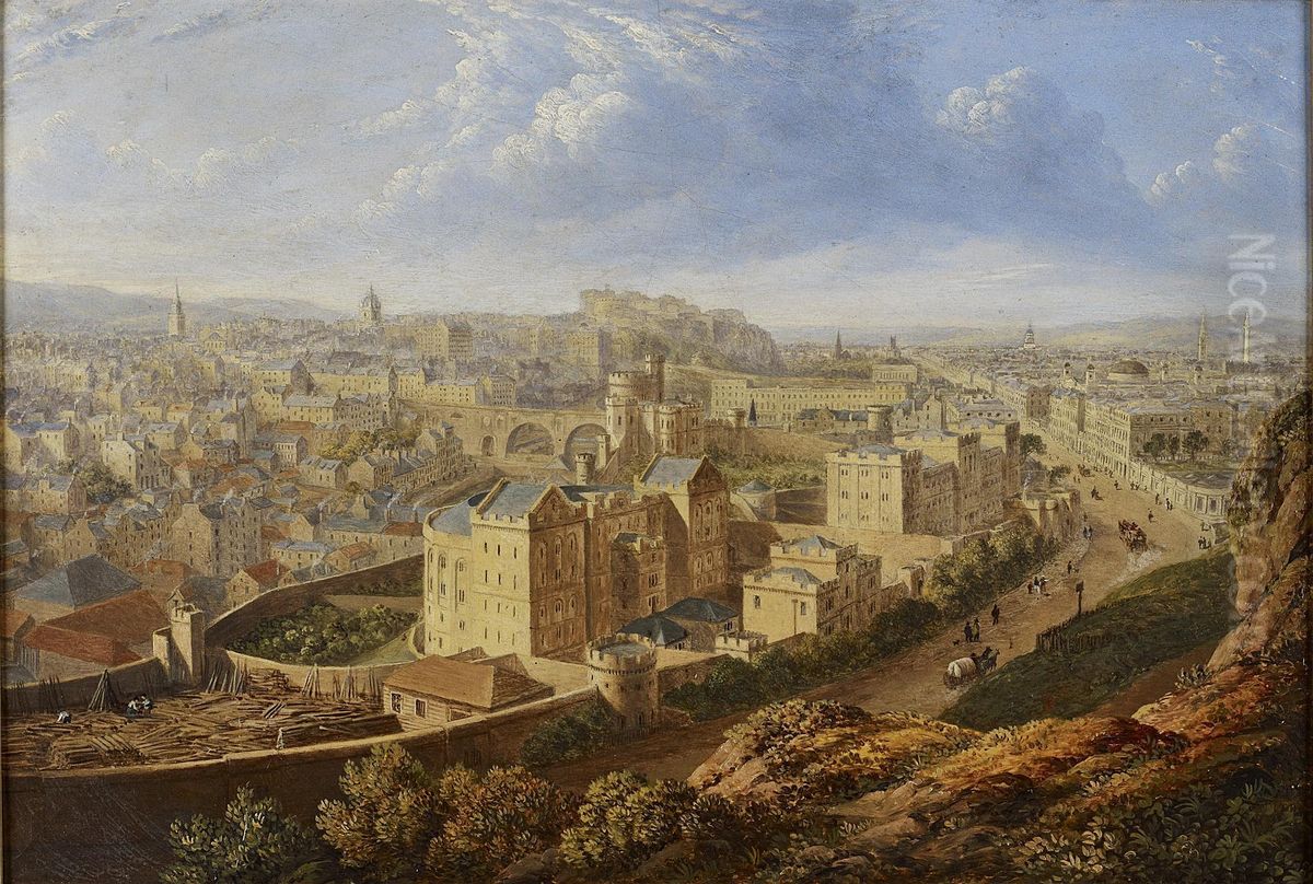 A View Of Edinburgh From Calton Hill Oil Painting by Robert Batty