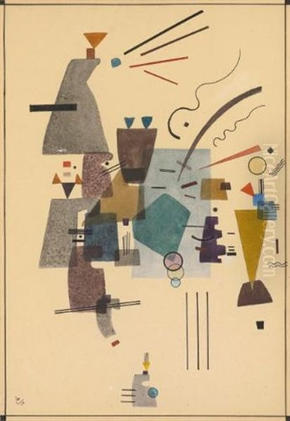 Gewarmtes Kuhl (warmed Cool) Oil Painting by Wassily Kandinsky