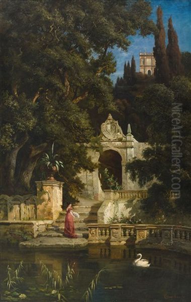 Parkszene Oil Painting by Edmund Friedrich Kanoldt