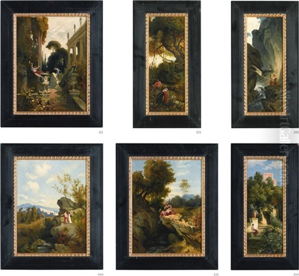 Amor And Psyche (six Scenes From Apuleius's Novel) Oil Painting by Edmund Friedrich Kanoldt