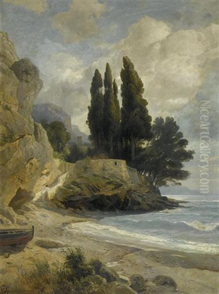 Felsen An Mittelmeerkuste Oil Painting by Edmund Friedrich Kanoldt