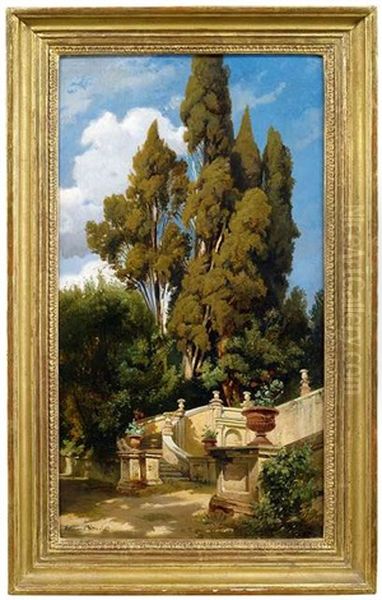 Im Park Der Villa D'este Bei Tivoli Oil Painting by Edmund Friedrich Kanoldt