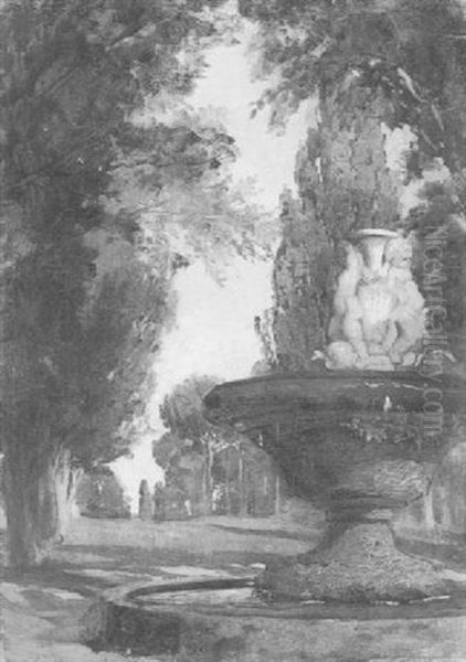 Brunnen Im Park Oil Painting by Edmund Friedrich Kanoldt
