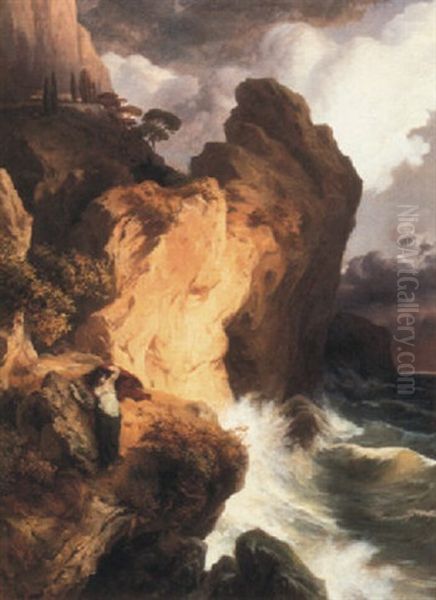 Sappho Am Vorgebirge Leukate Oil Painting by Edmund Friedrich Kanoldt