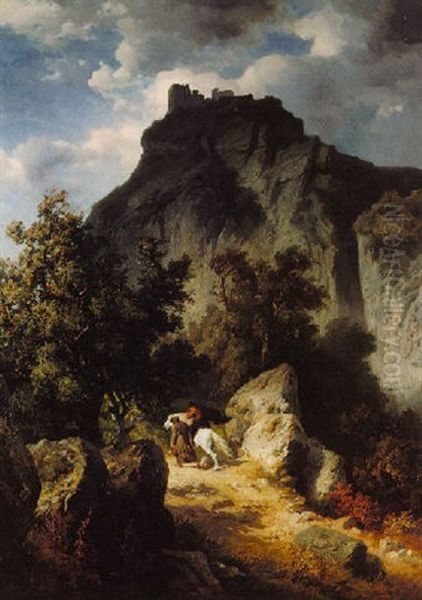 Heinrich Iv Dressed As A Monk Going To Canossa Oil Painting by Edmund Friedrich Kanoldt