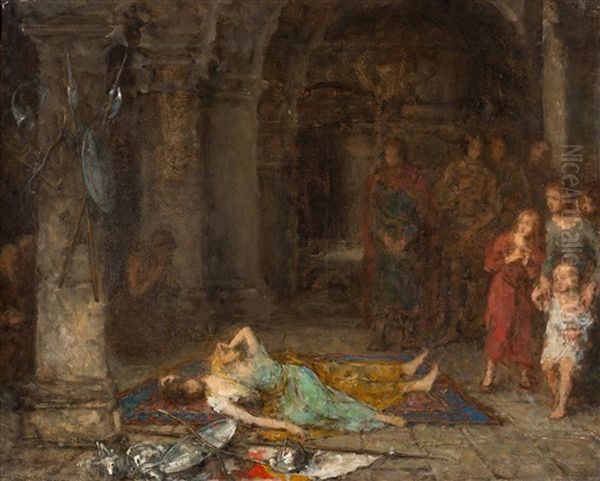 Scena Historyczna Oil Painting by Leon Kaplinski