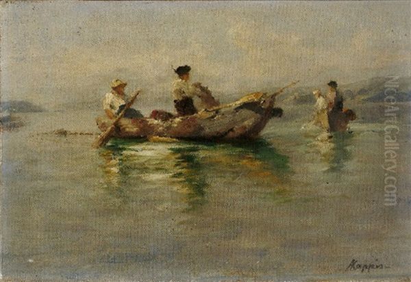 Zwei Fischerboote Auf Dem Bodensee Oil Painting by Albert Kappis