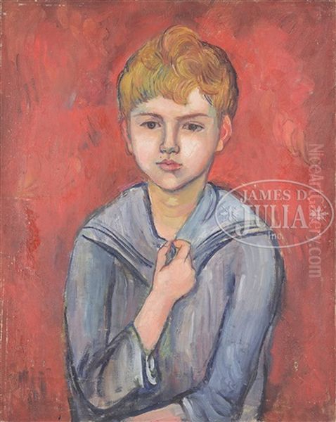 Pair Of Portraits (possibly Son And Daughter) Oil Painting by Bernard Karfiol