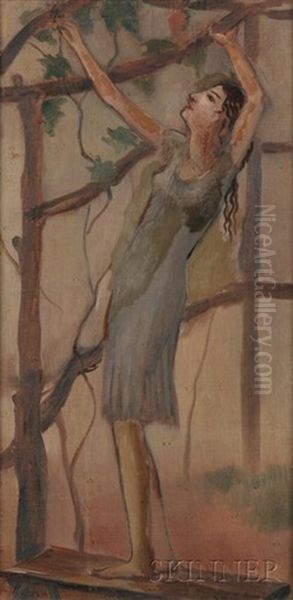 Girl At Tree Oil Painting by Bernard Karfiol