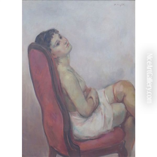 Resting Against Chair Oil Painting by Bernard Karfiol
