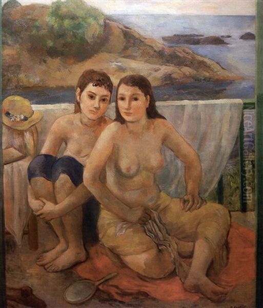 Repose On Balcony Oil Painting by Bernard Karfiol