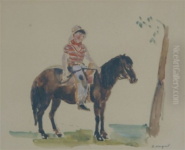 Stables, Havana (+ Boy On Pony, Watercolor W/pencil, Smlr; 2 Works) Oil Painting by Bernard Karfiol