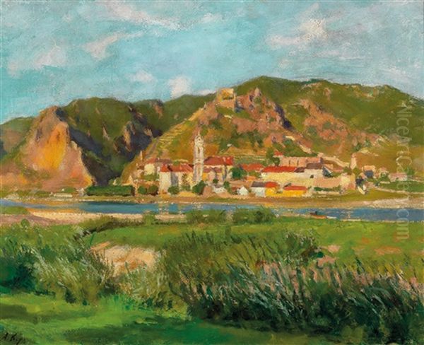 View Of Durnstein In The Wachau Oil Painting by Anton Hans Karlinsky