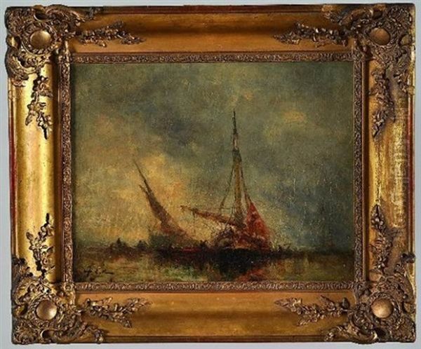 Voiliers Au Port Oil Painting by Jean Etienne Karnec