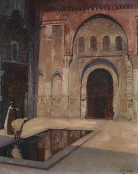 Cour De Maison Arabe Oil Painting by Francois Charles Baude