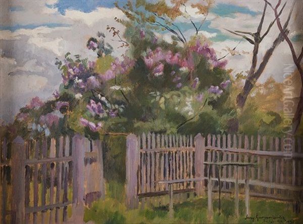 Pejzaz Z Jankowki (kolo Wieliczki) Oil Painting by Jerzy Karszniewicz