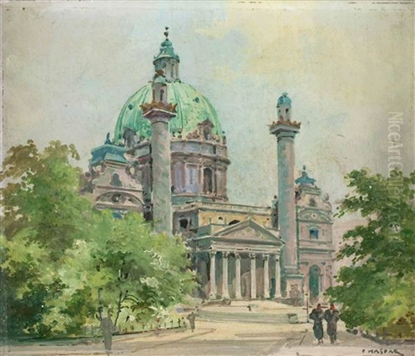 Wien Karlskirche Oil Painting by Paul Kaspar