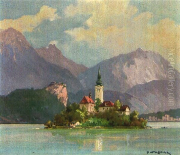 Blick Auf Bled In Slowenien Oil Painting by Paul Kaspar