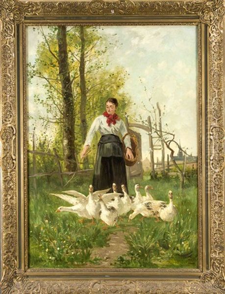 Ganseliesel Oil Painting by Herman Frederik Carel ten Kate