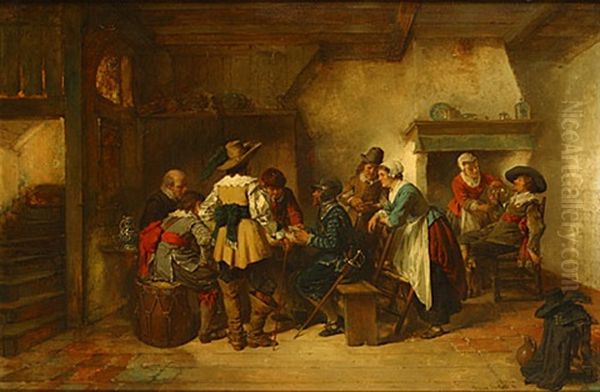 De Kaartspelers (les Joueurs De Cartes) Oil Painting by Herman Frederik Carel ten Kate