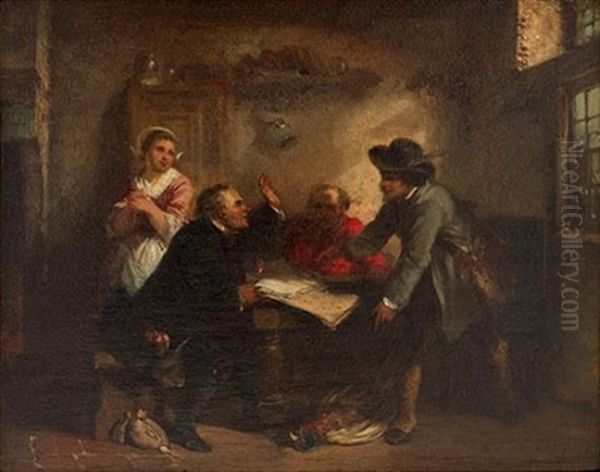 A Lively Dispute Oil Painting by Herman Frederik Carel ten Kate